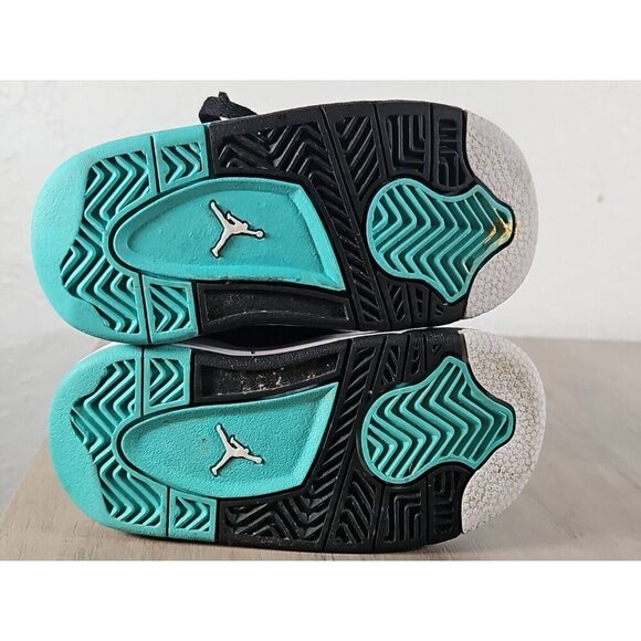 Air Jordan 4 Retro Teal White Black Toddlers Size 5c (2014) - Picture 5 of 6